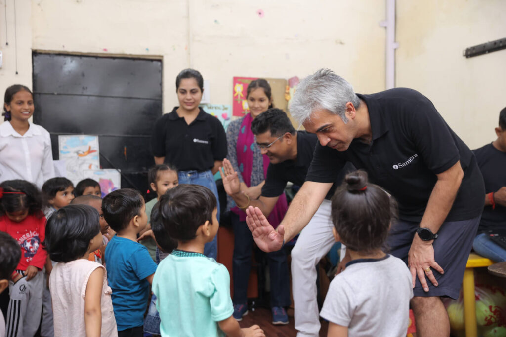 Arun Giving Kids a High Five